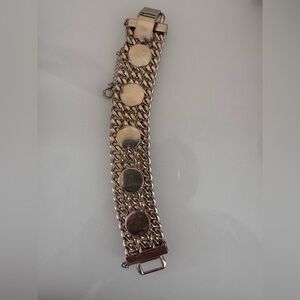 Vintage Bracelet Kafin New York Multi Chain Gold Tone Medallions 7" Safety MCM